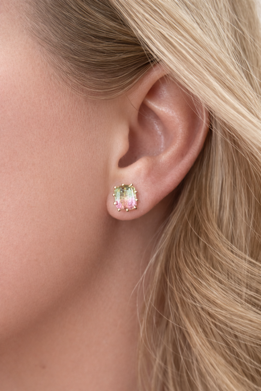 Watermelon Tourmaline Studs