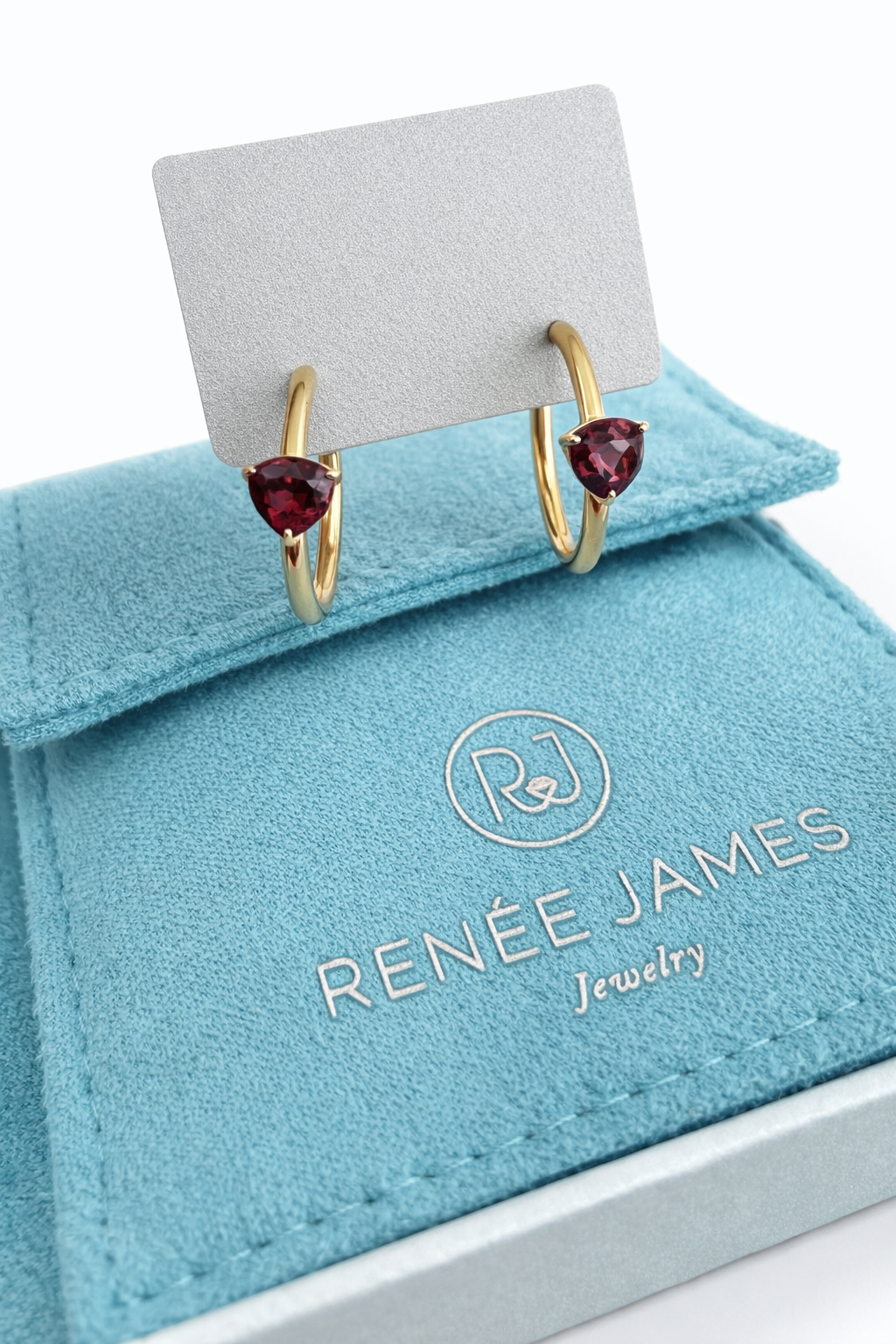 Rhodolite Garnet Cushion Hoops
