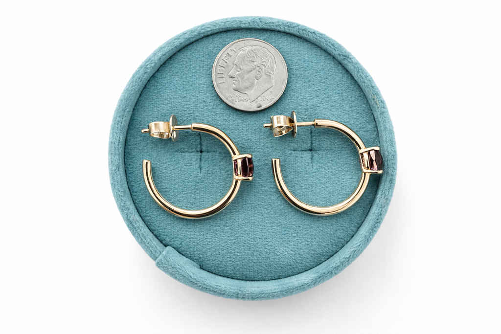 Rhodolite Garnet Cushion Hoops