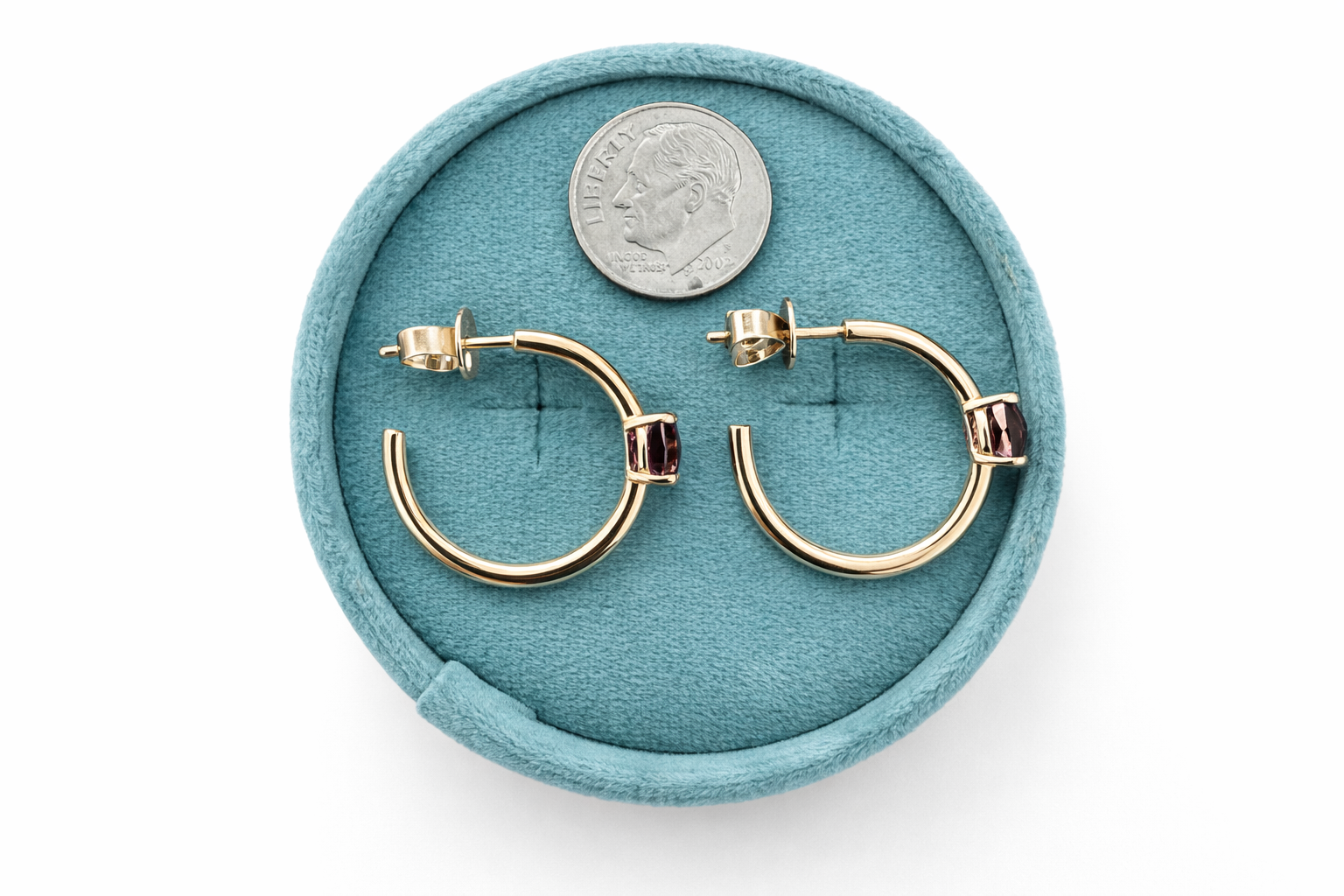 Rhodolite Garnet Cushion Hoops