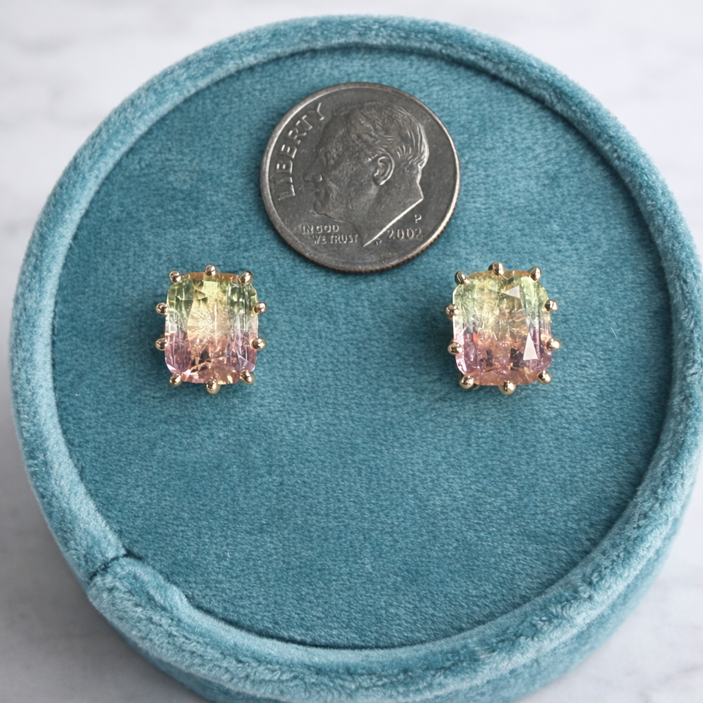 Watermelon Tourmaline Studs