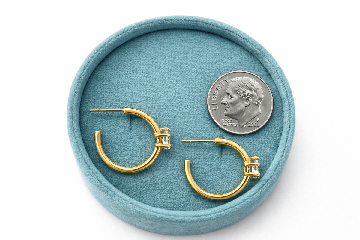 Aquamarine Hexagon Hoops