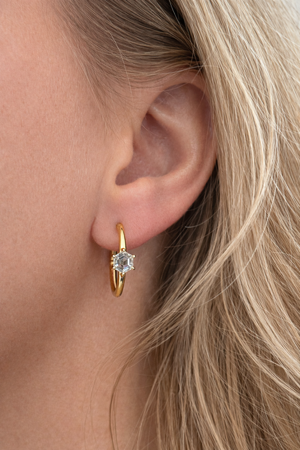Aquamarine Hexagon Hoops