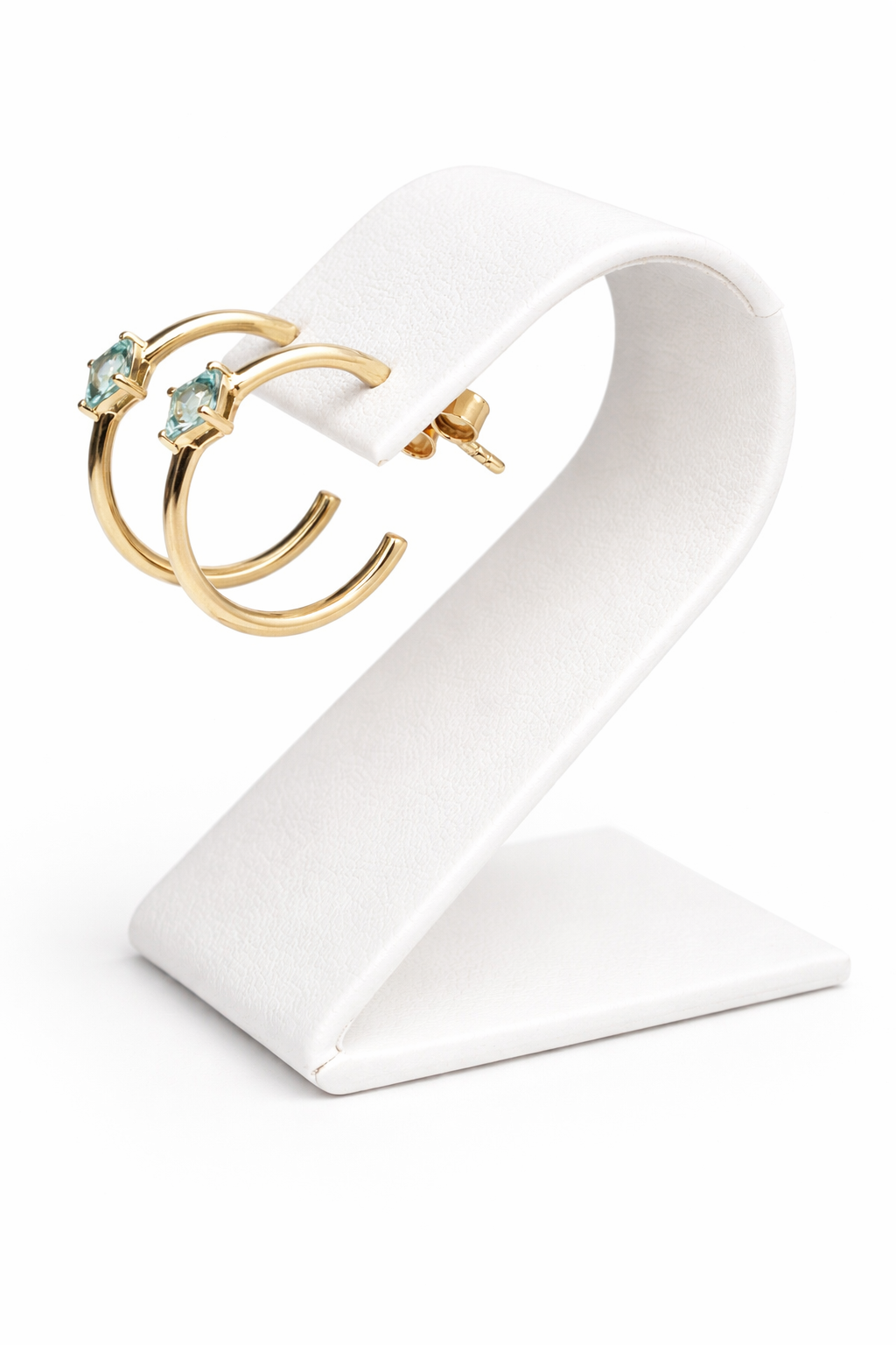 Mint Green Tourmaline Princess Hoops