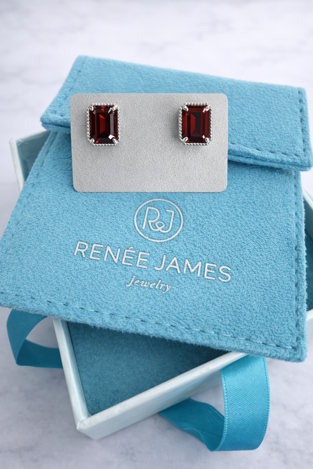 Garnet Beaded Halo Studs