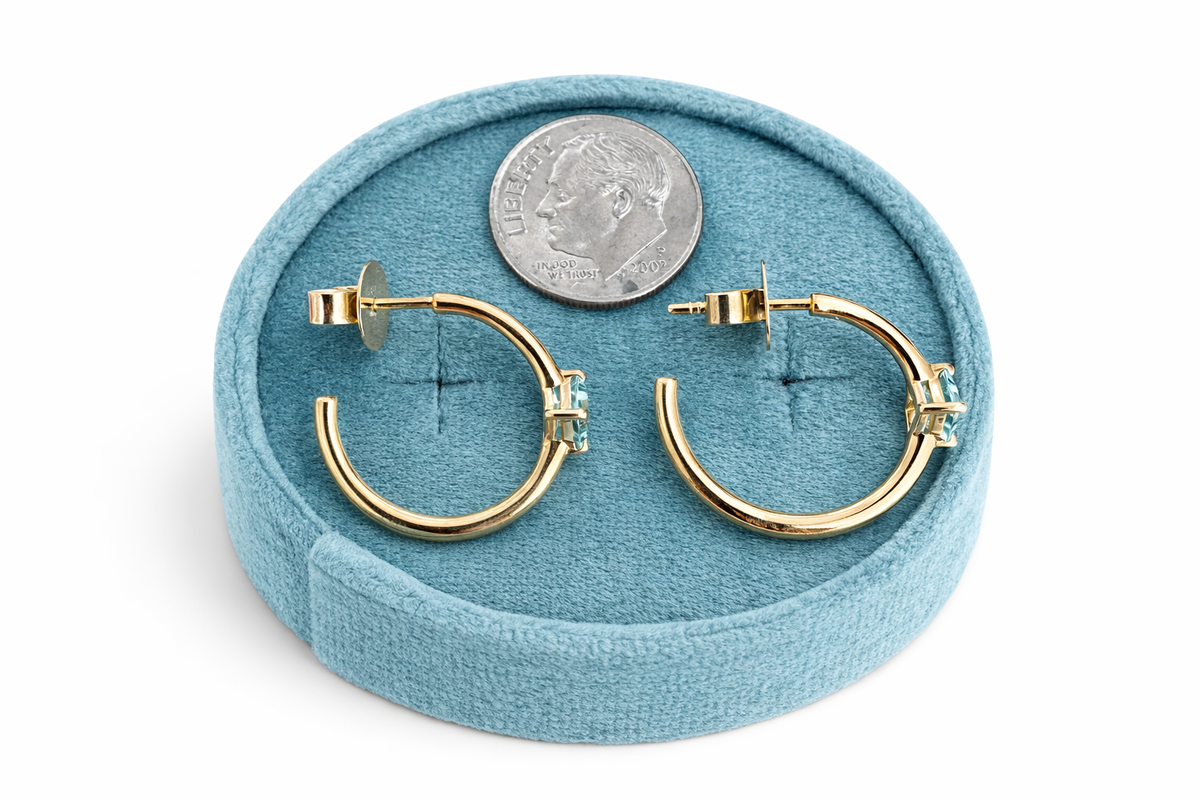 Mint Green Tourmaline Princess Hoops
