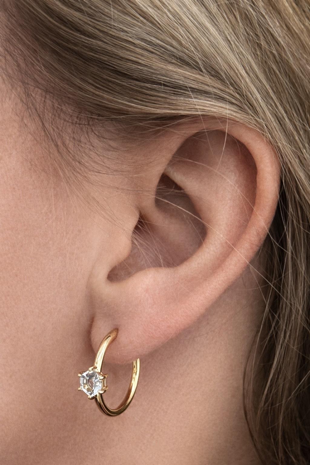 Aquamarine Hexagon Hoops