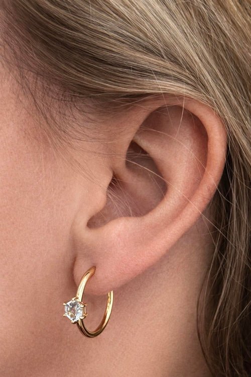 Aquamarine Hexagon Hoops