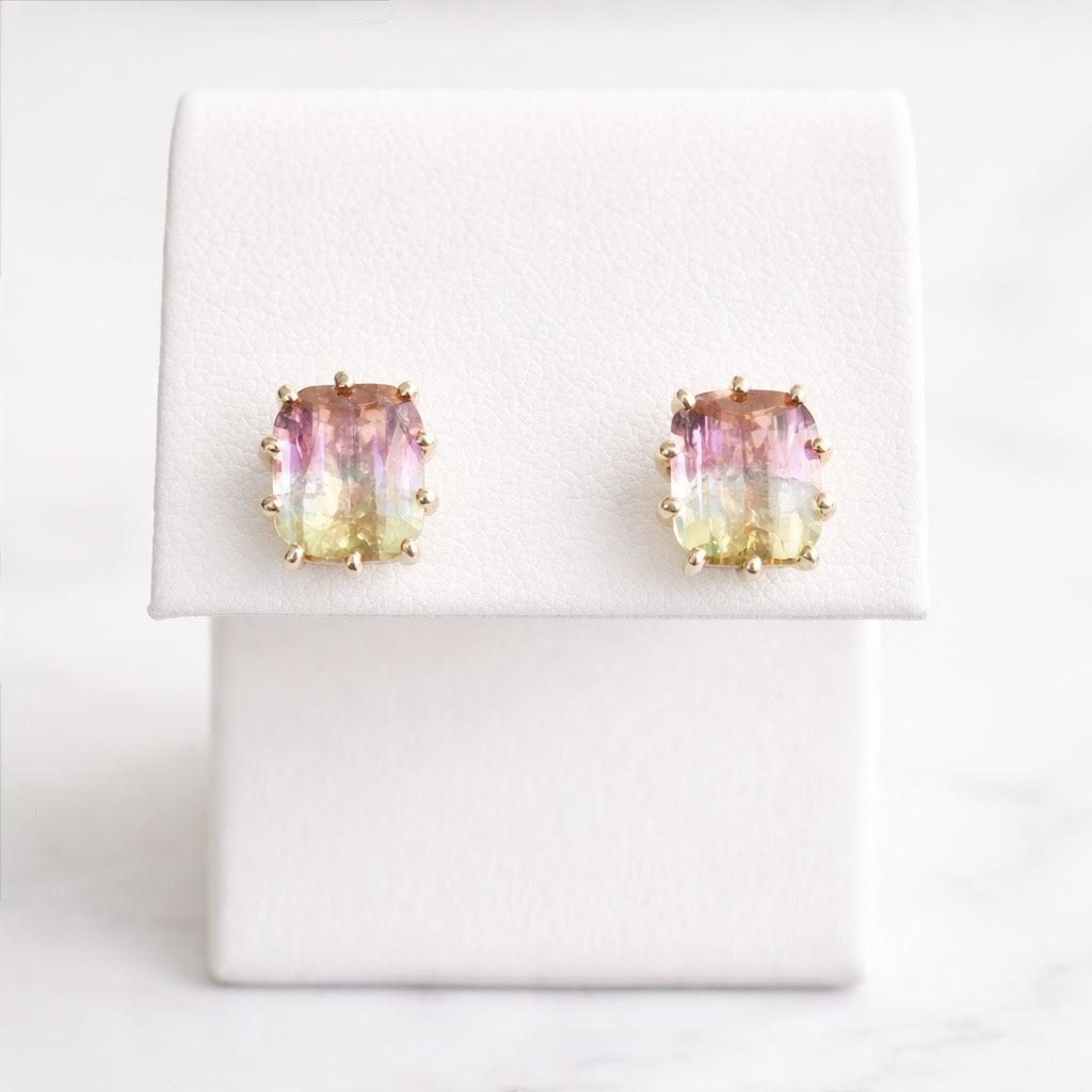 Watermelon Tourmaline Studs