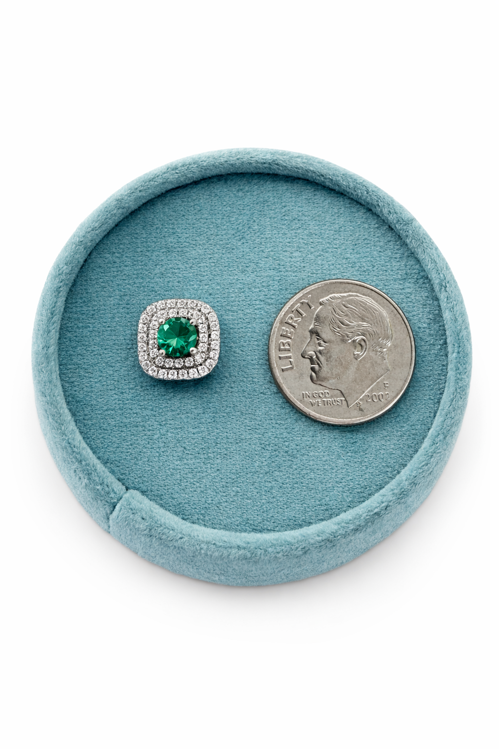Emerald & Diamond Halo Studs