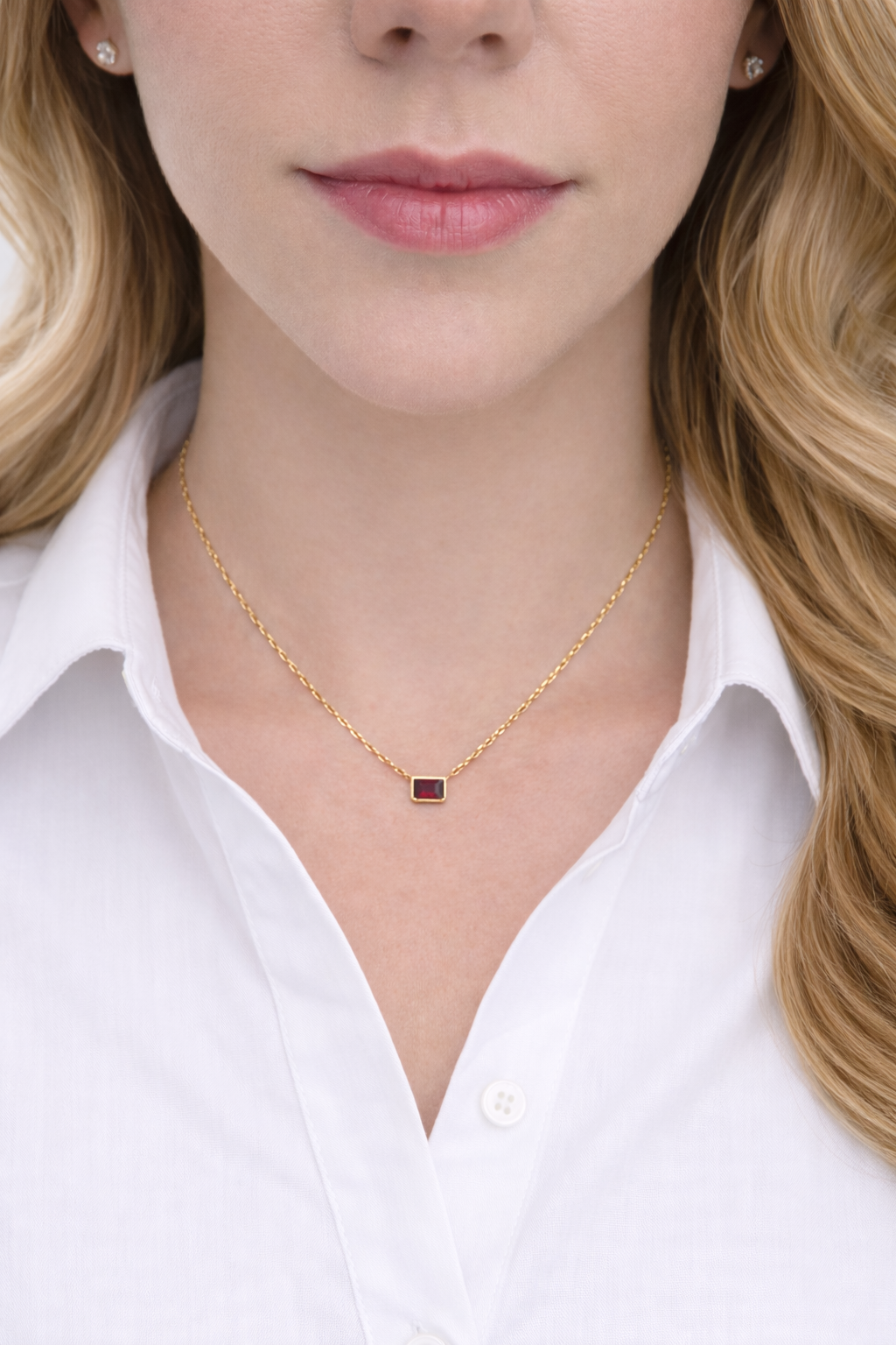 Emerald Cut Garnet Pendant