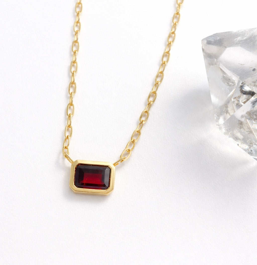 Emerald Cut Garnet Pendant