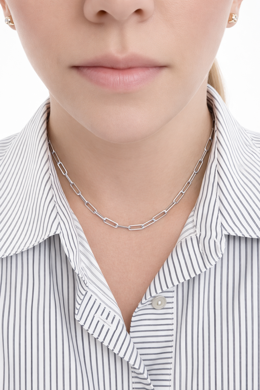Large White Gold Paperclip Chain