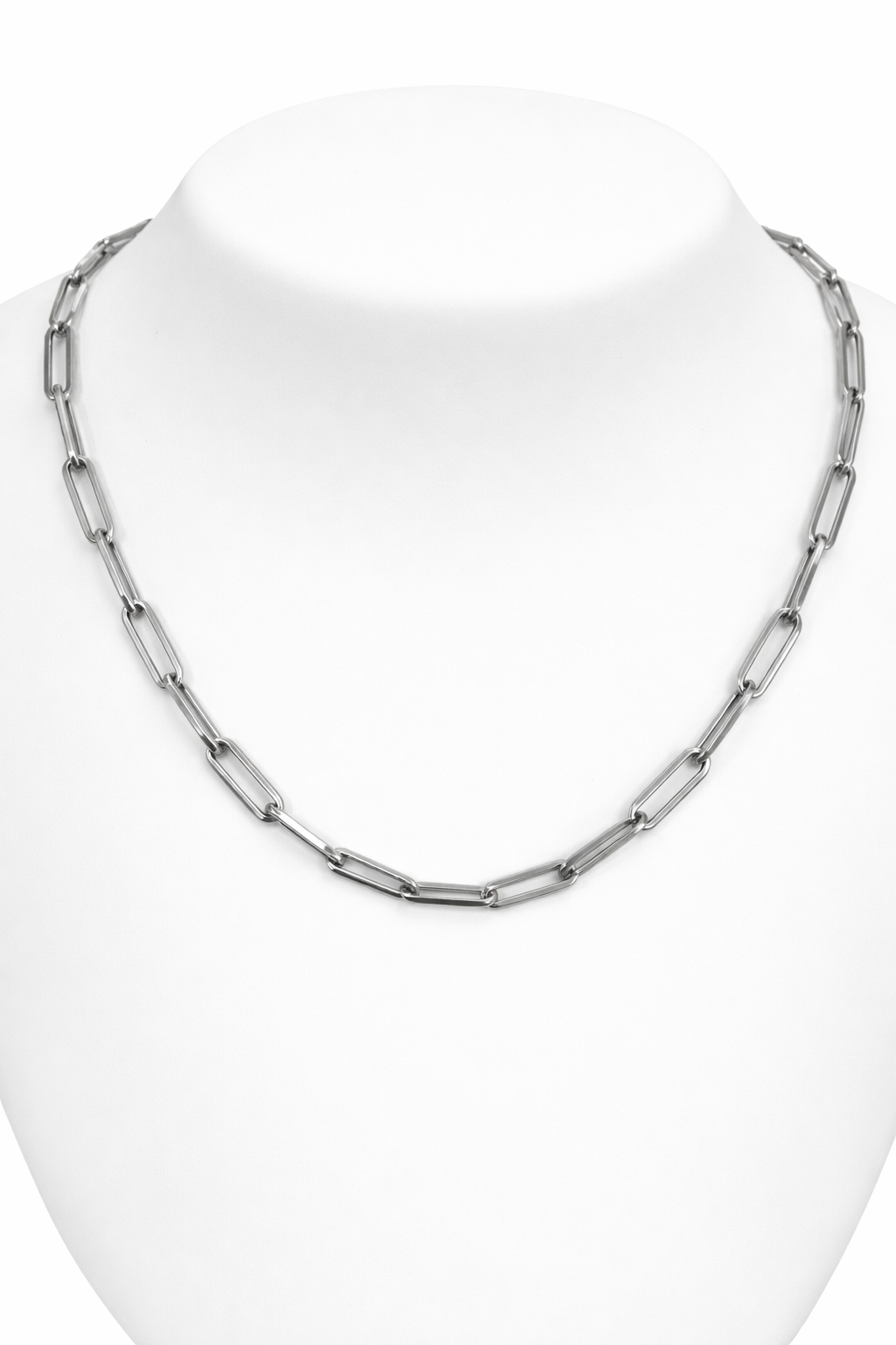 Large White Gold Paperclip Chain