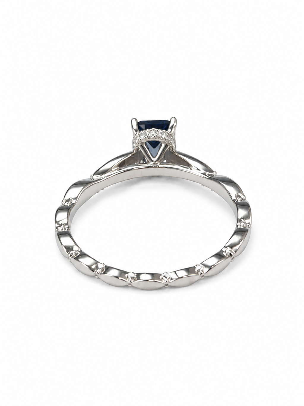 Blue Emerald Cut Sapphire Ring