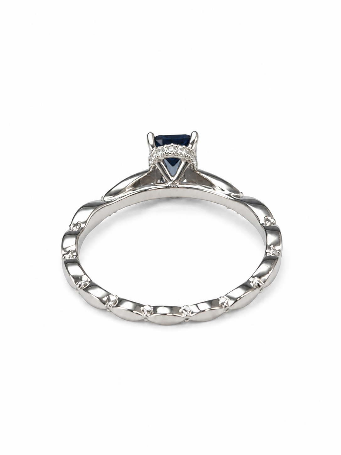 Blue Emerald Cut Sapphire Ring