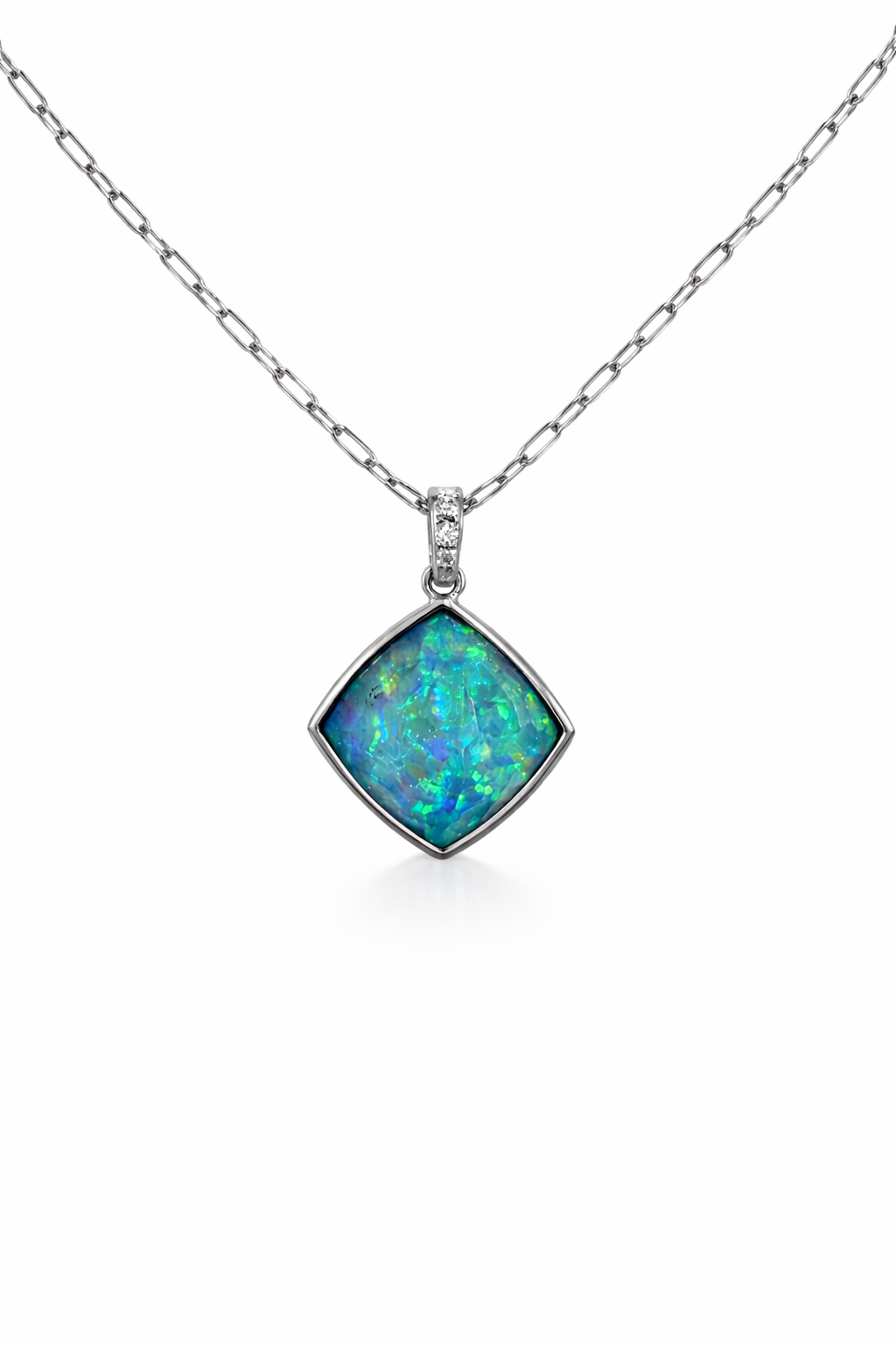 Opal & Blue Topaz Cushion Pendant