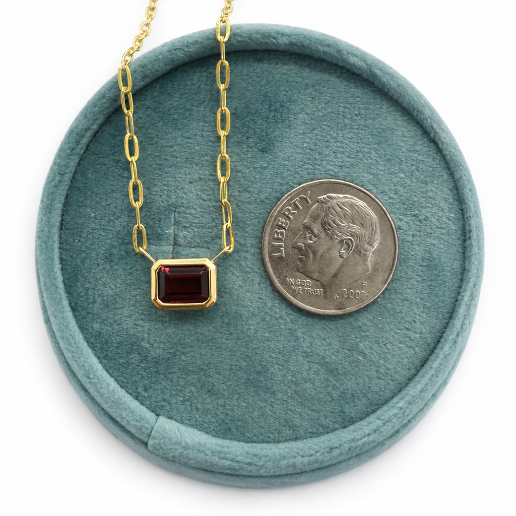Emerald Cut Garnet Pendant