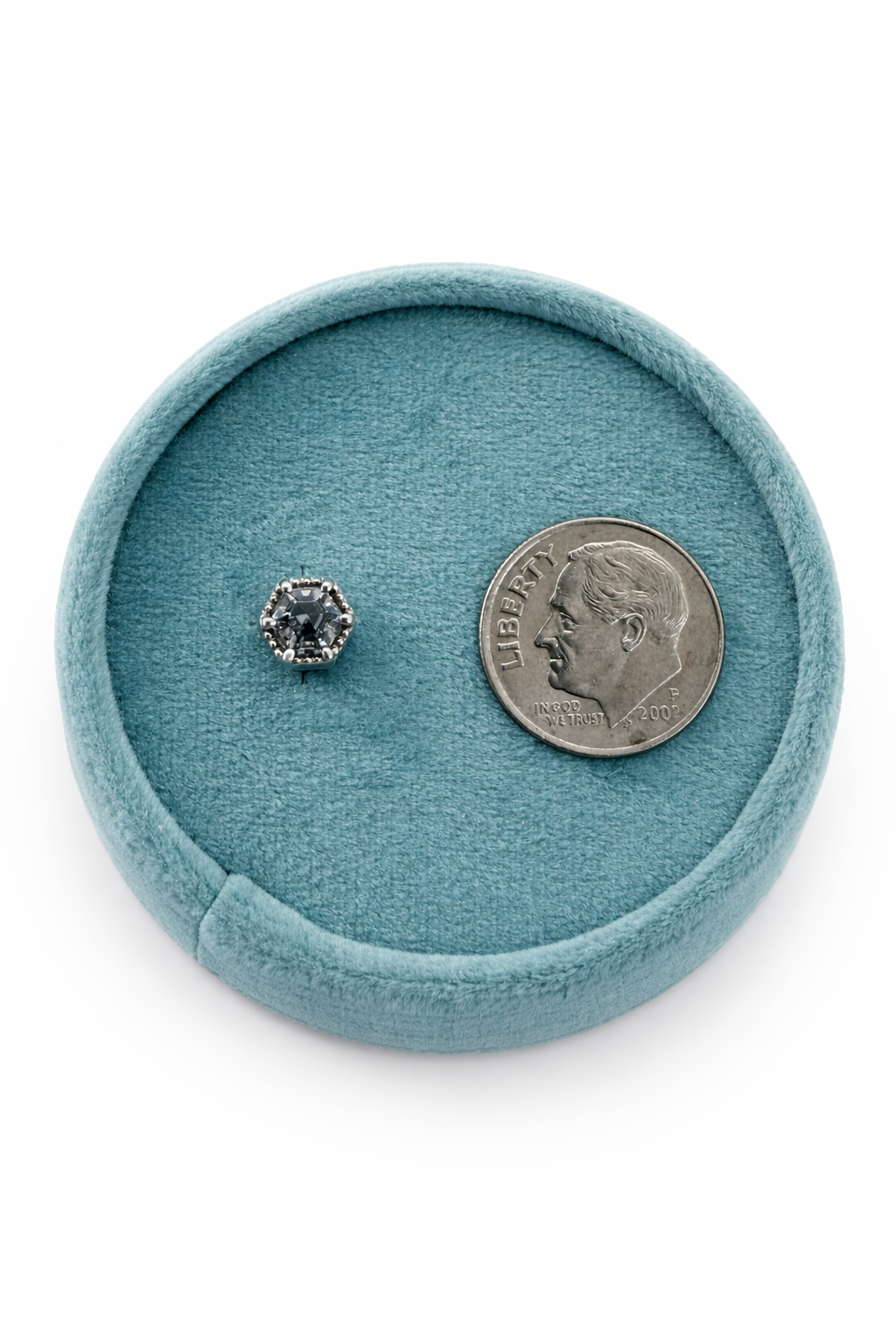 Grey Spinel Hexagon Beaded Halo Studs