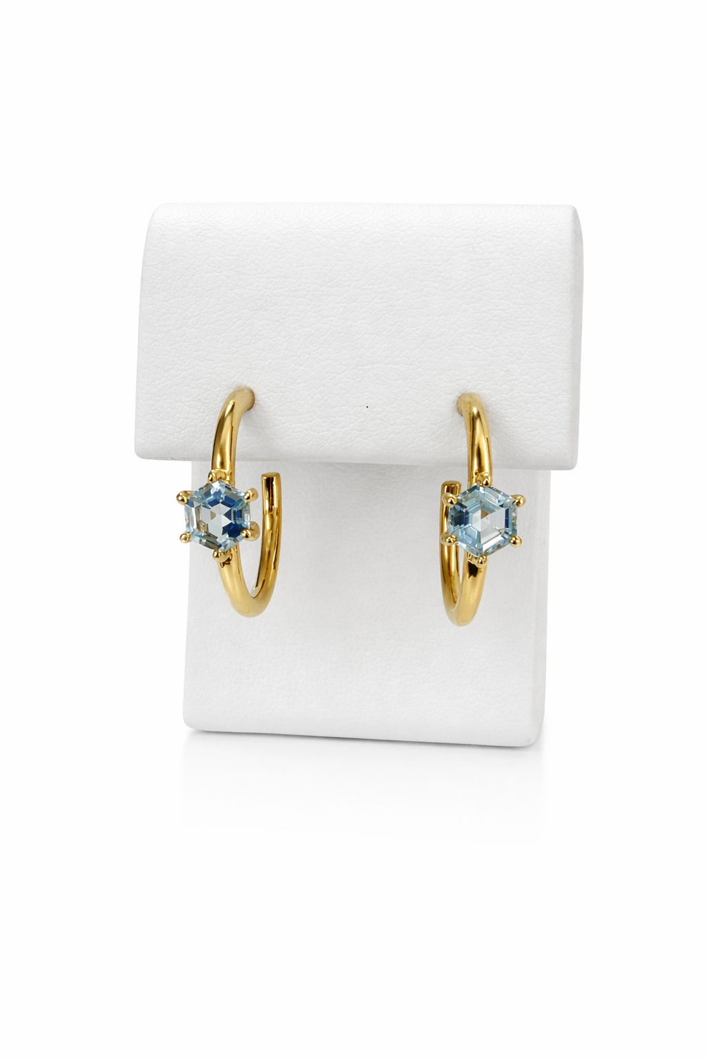 Aquamarine Hexagon Hoops