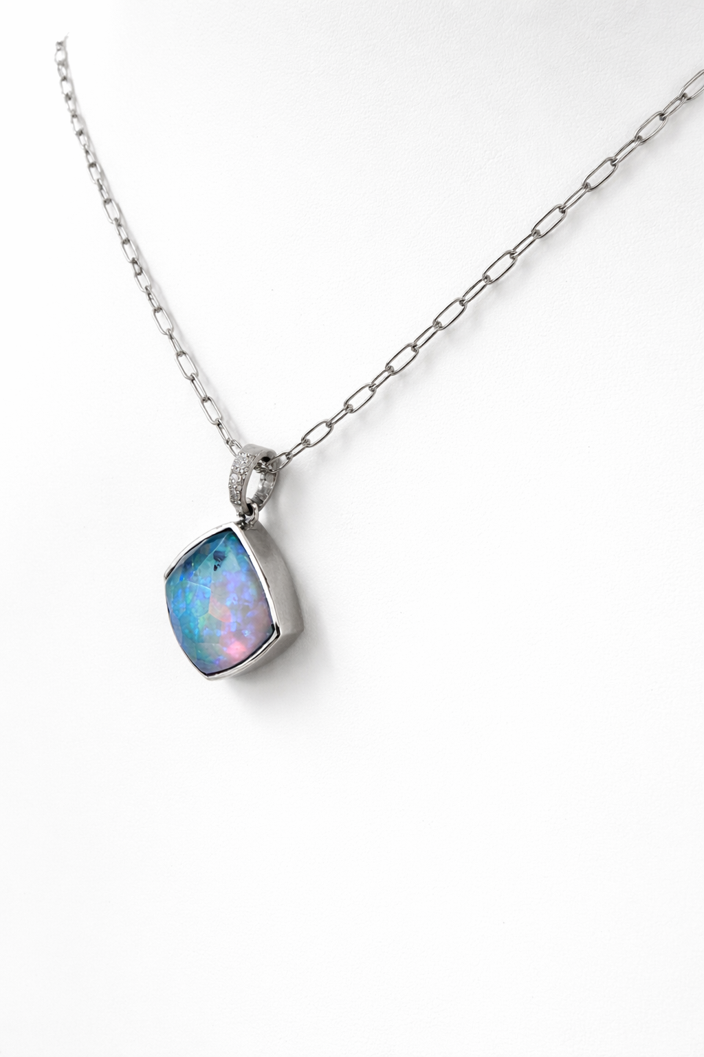 Opal & Blue Topaz Cushion Pendant