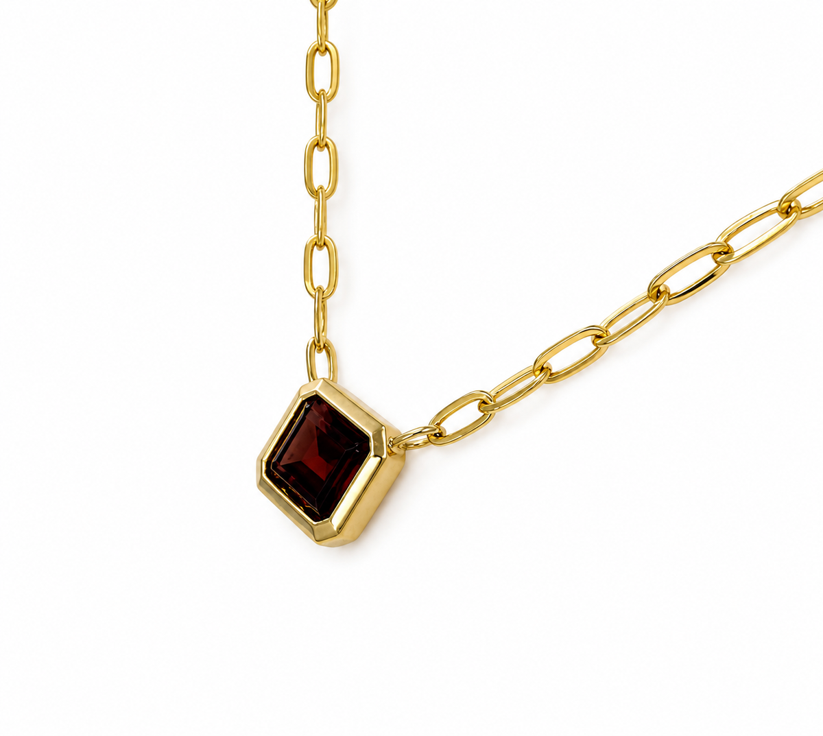 Emerald Cut Garnet Pendant