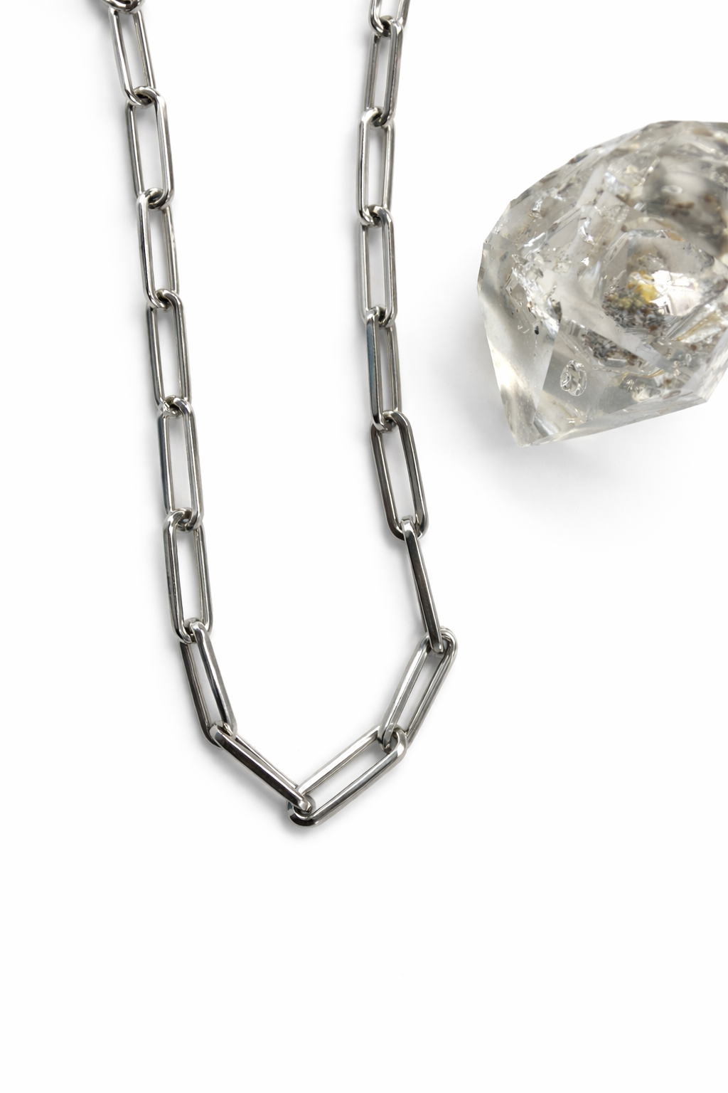 Large White Gold Paperclip Chain