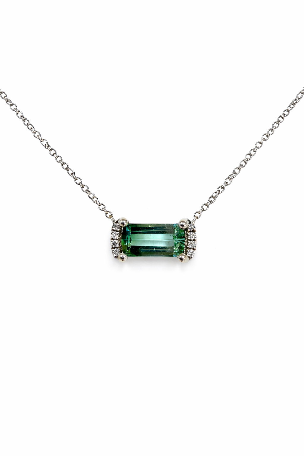 Green Tourmaline Bar Pendant