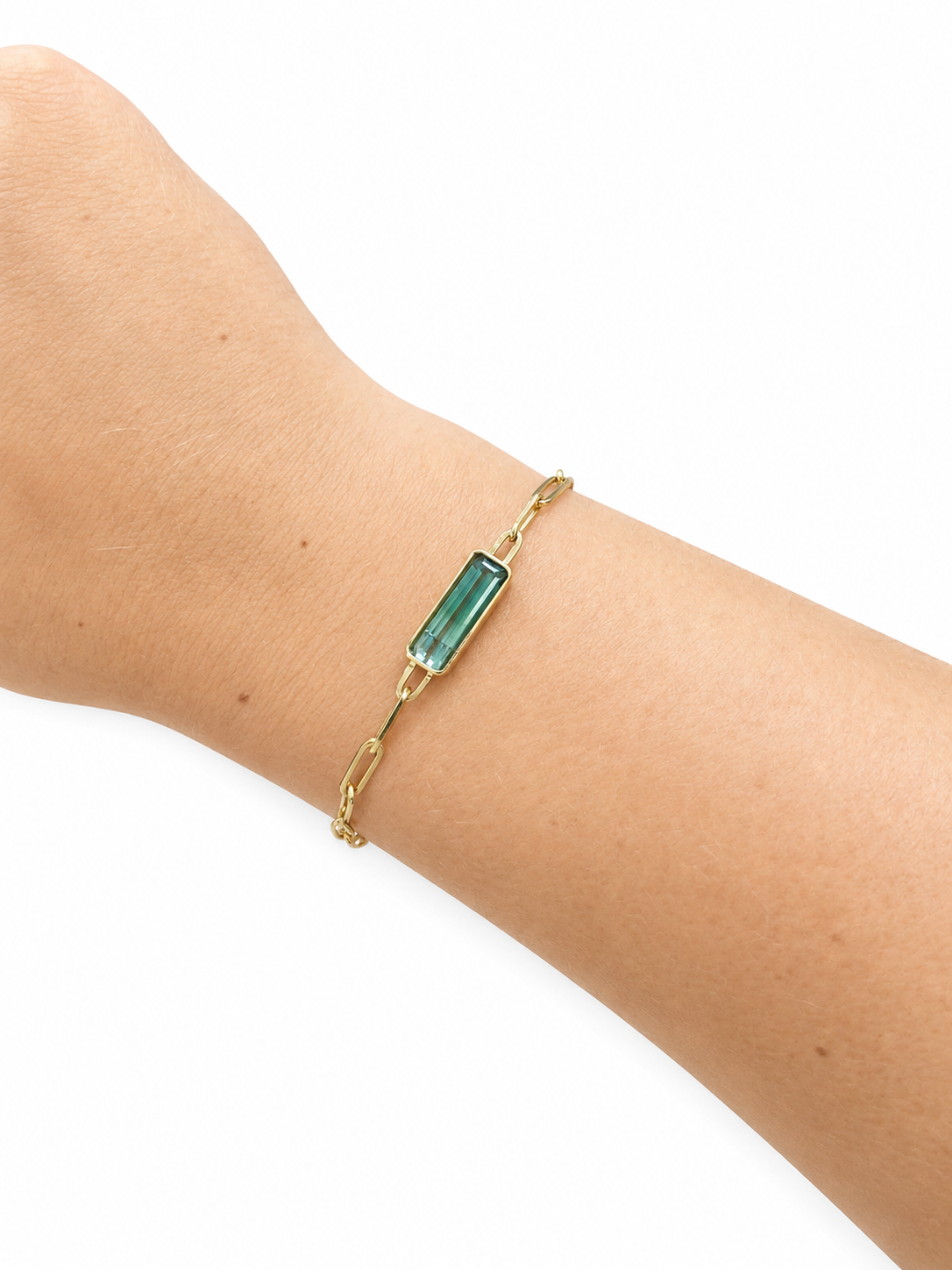 Bi-Color Tourmaline Paperclip Bracelet