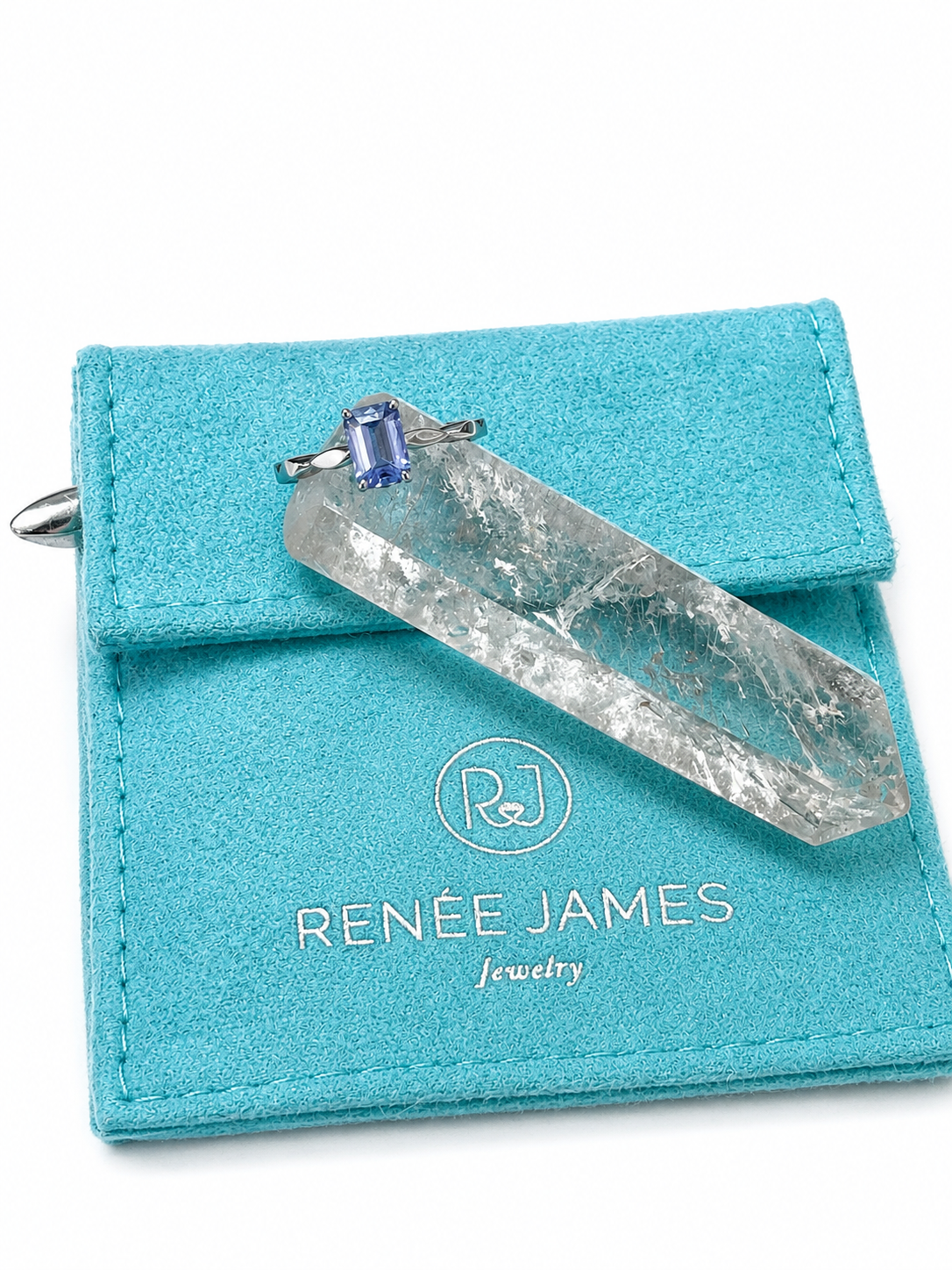 Blue Emerald Cut Sapphire Ring