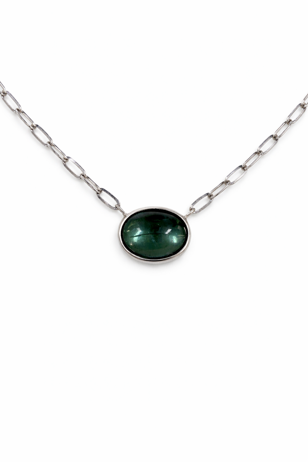Teal Tourmaline Cabochon Pendant