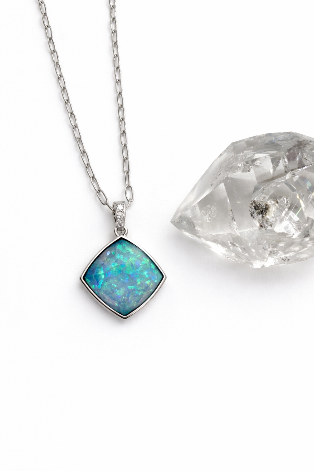 Opal & Blue Topaz Cushion Pendant