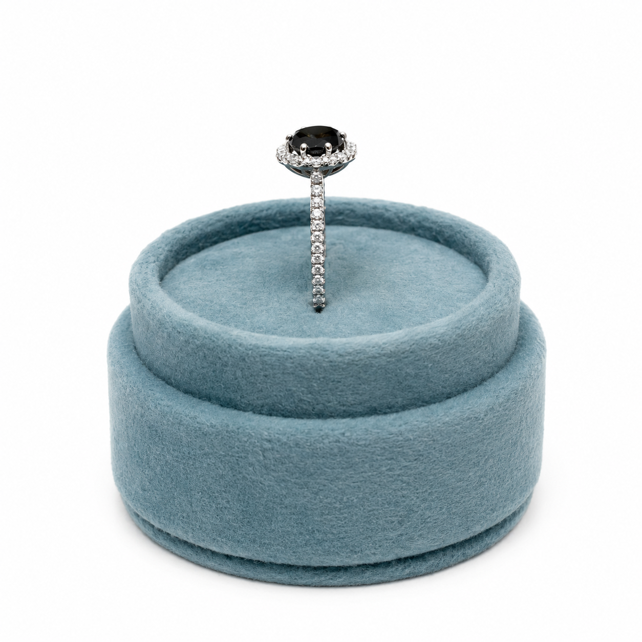 Black Diamond Halo Ring