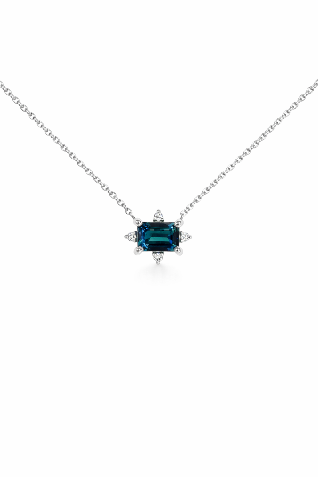 Teal Tourmaline & Diamond Pendant