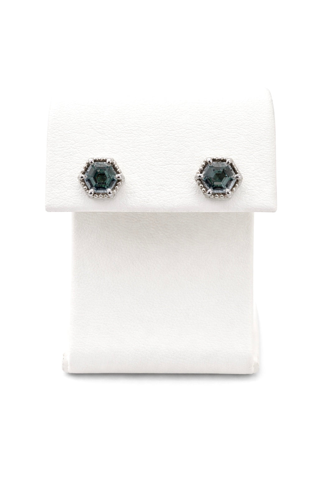 Grey Spinel Hexagon Beaded Halo Studs