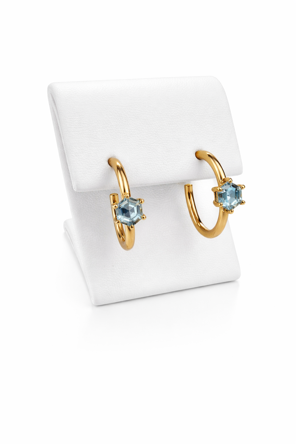 Aquamarine Hexagon Hoops