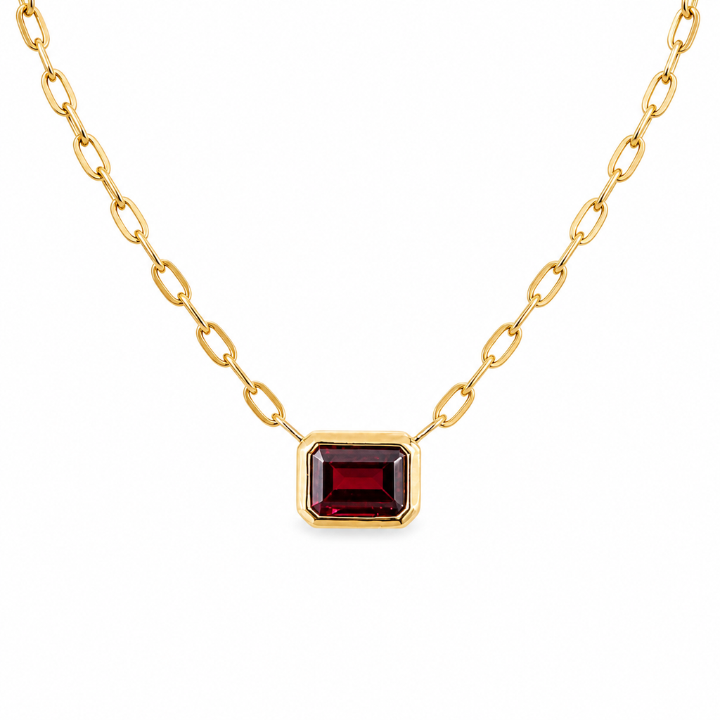 Emerald Cut Garnet Pendant