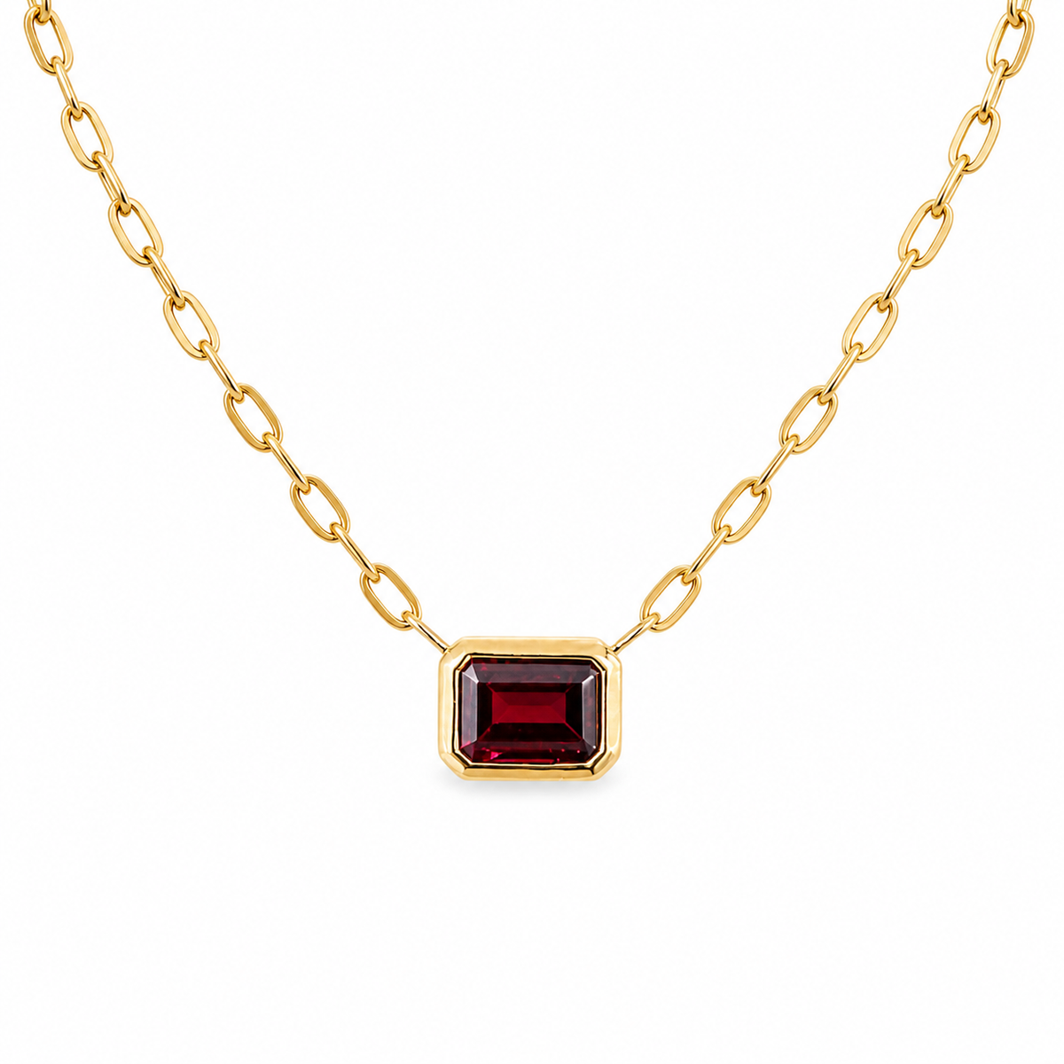 Emerald Cut Garnet Pendant