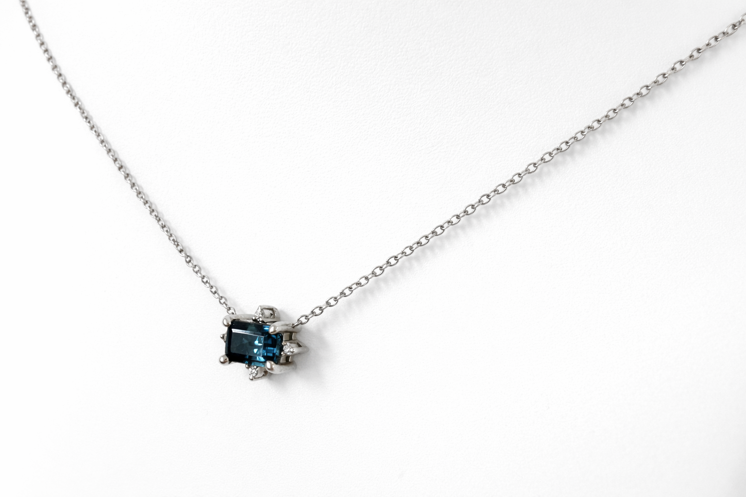 Teal Tourmaline & Diamond Pendant