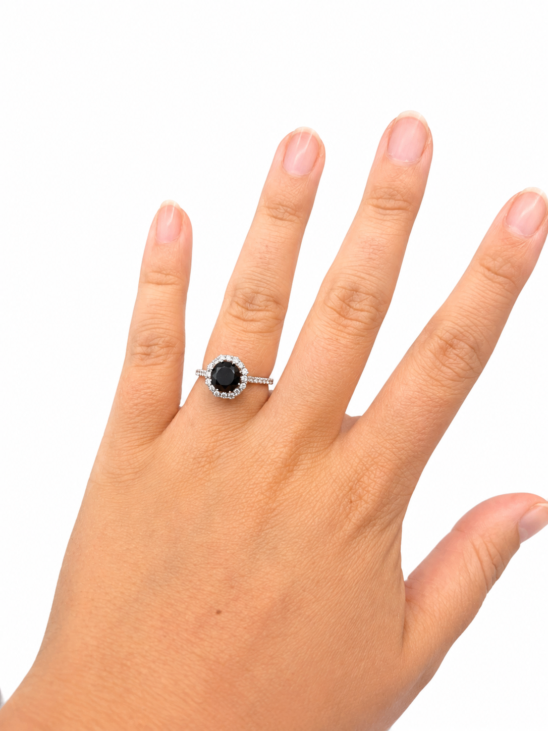 Black Diamond Halo Ring