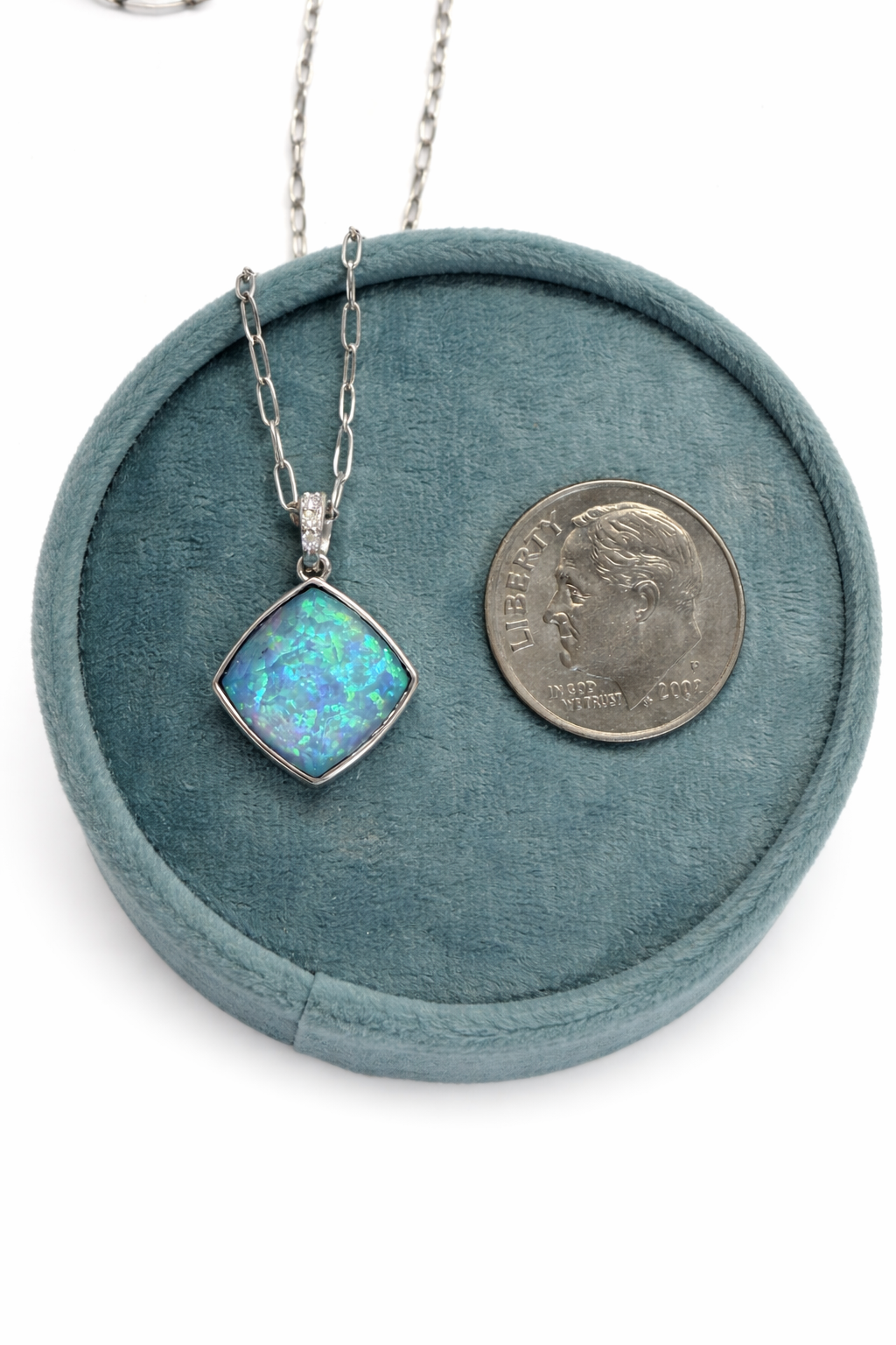 Opal & Blue Topaz Cushion Pendant
