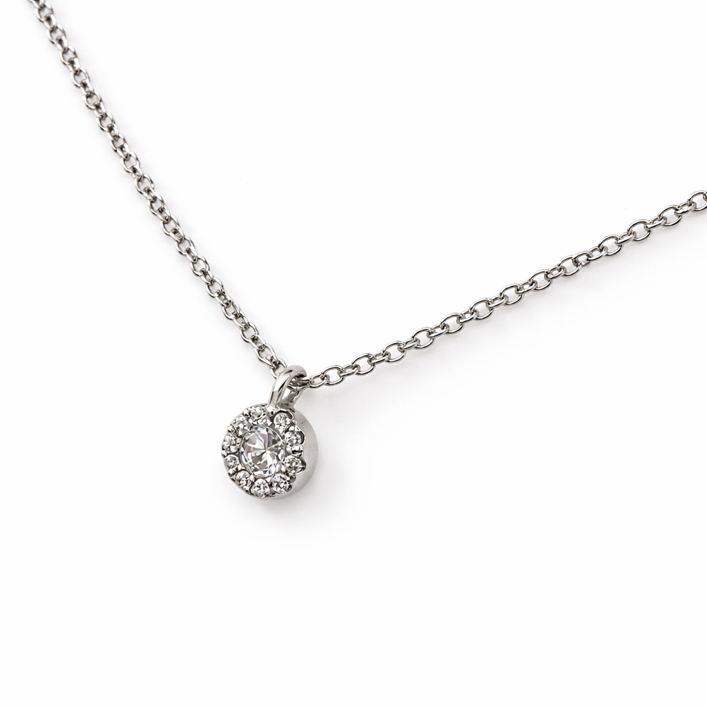 Petite Diamond Halo Pendant