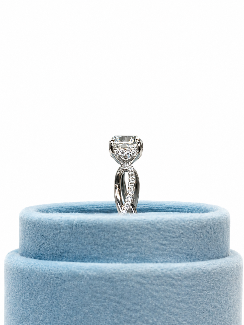 Natural Cushion Diamond Solitaire Infinity Ring