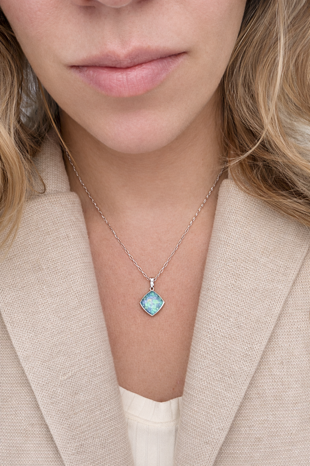 Opal & Blue Topaz Cushion Pendant