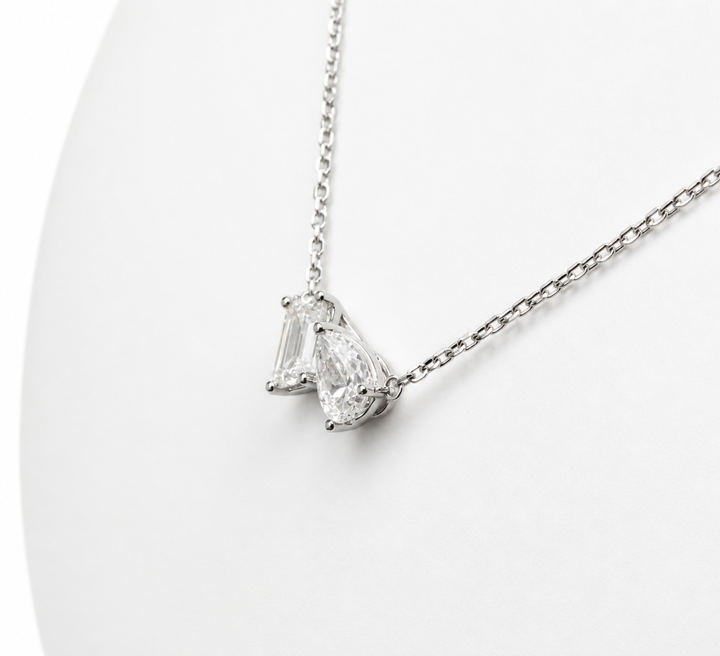 LAB Two Stone Diamond Pendant