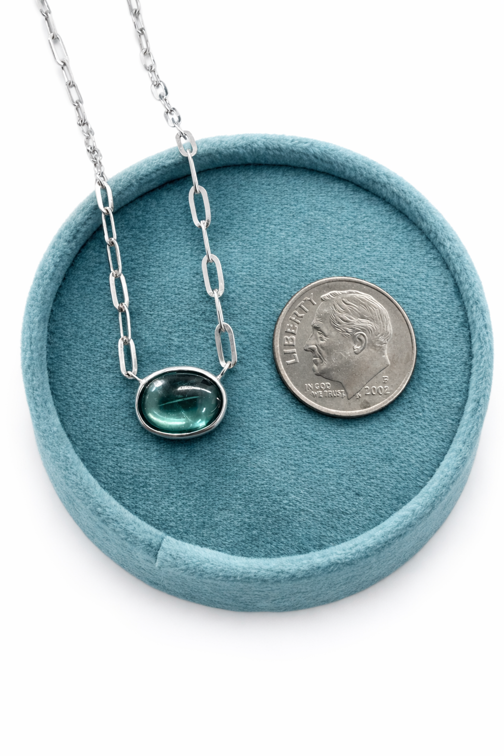 Teal Tourmaline Cabochon Pendant