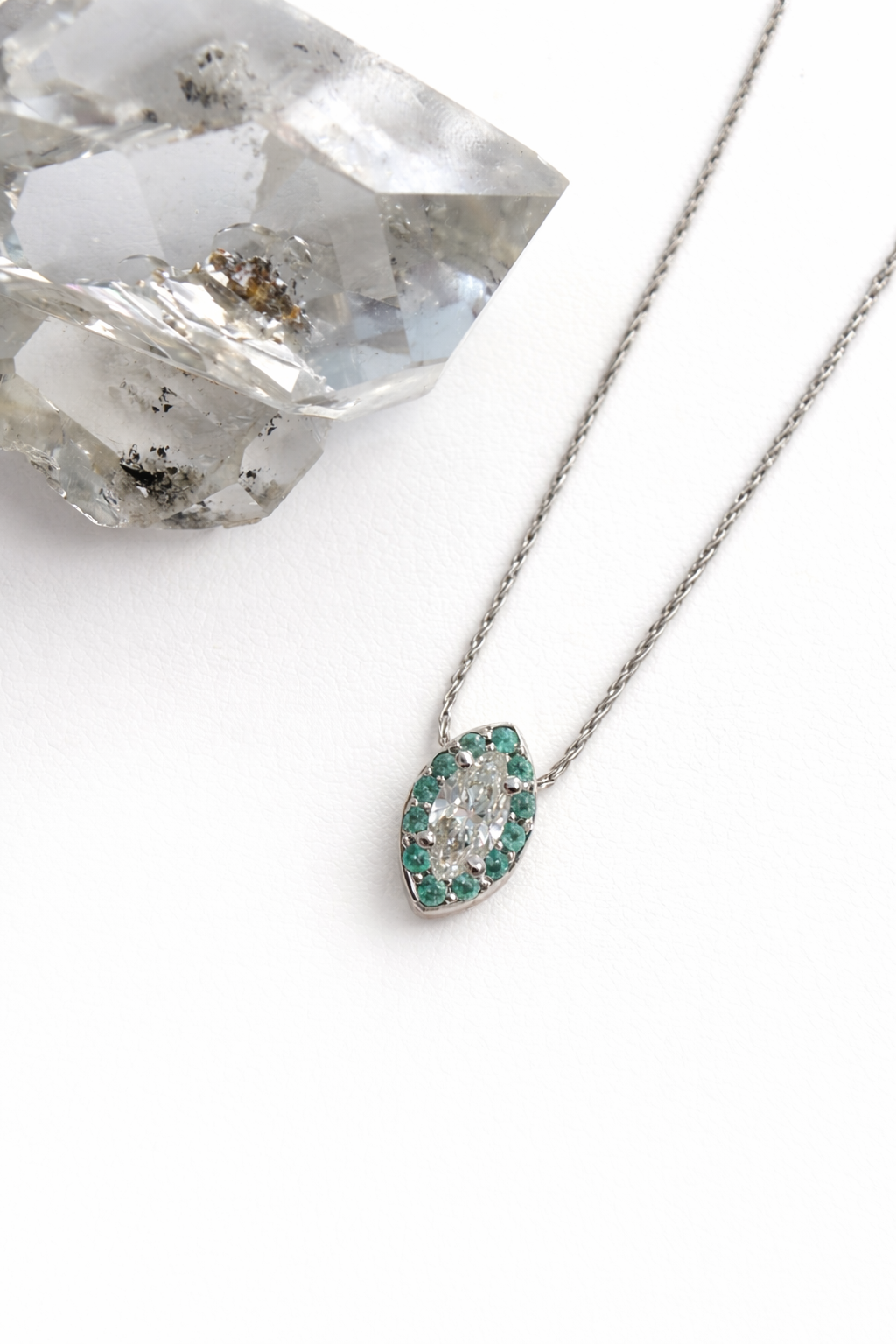 Marquise Diamond & Paraiba Tourmaline Pendant