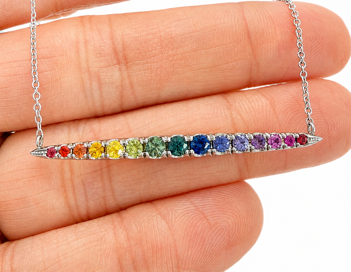Rainbow Sapphire Spear Pendant