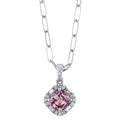 Pink Cushion Spinel and Diamond Halo Pendant