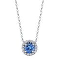 Blue Sapphire and Halo Pendant